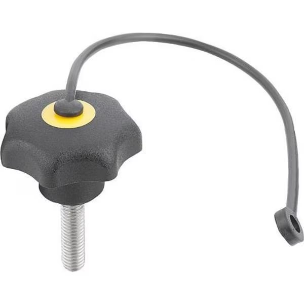 Star Grips with safety lanyard similar to DIN 6336, stainless, metric, Kipp, Mfr#: K0154.7107X30